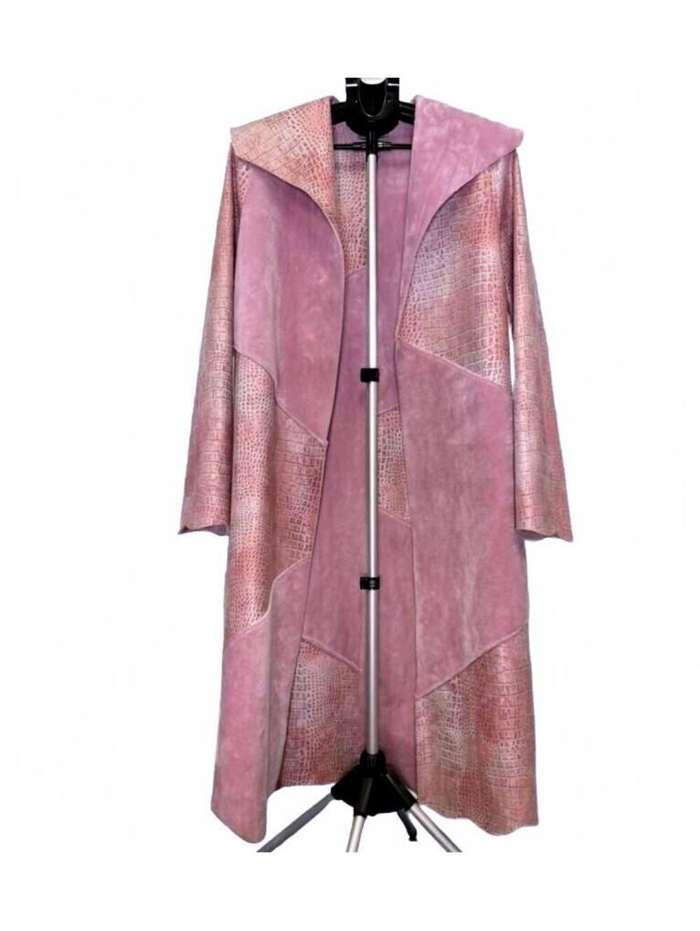 Joseph Ribkoff VTG Pink Full Length Faux Fur Coat 10 Exotic Metallic Print NWT